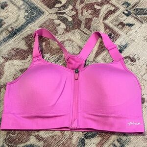 PINK Victoria's Secret Zip-Front Sports Bra in Vibrant Pink